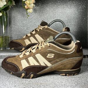 Skechers Leather Suede Compulsions Blender Sneakers Shoes Brown Size 8
